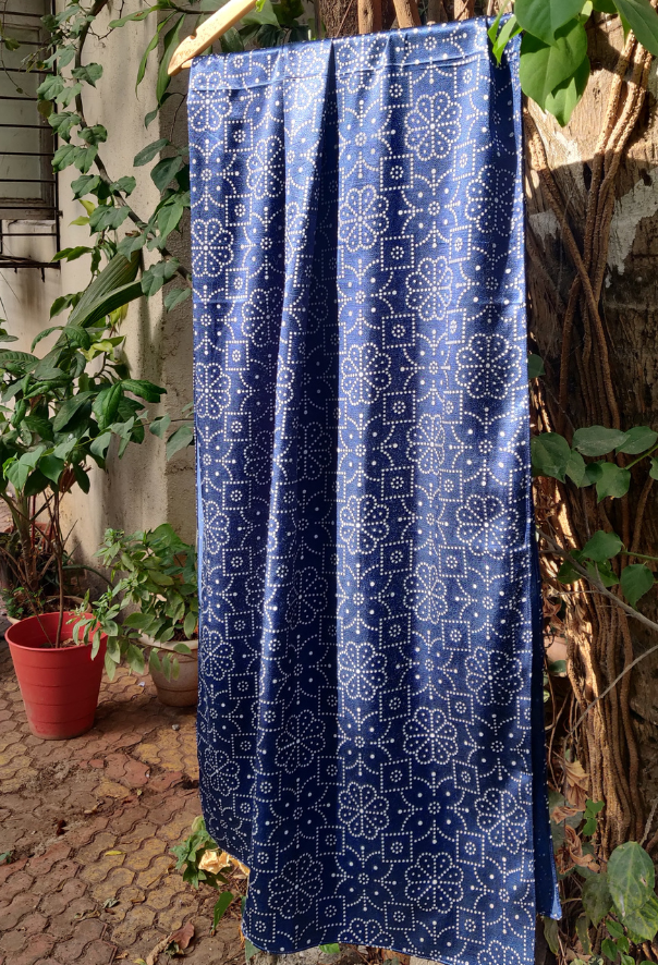 Star gazing Ajrakh mashru silk Scarf with silk scrunchies