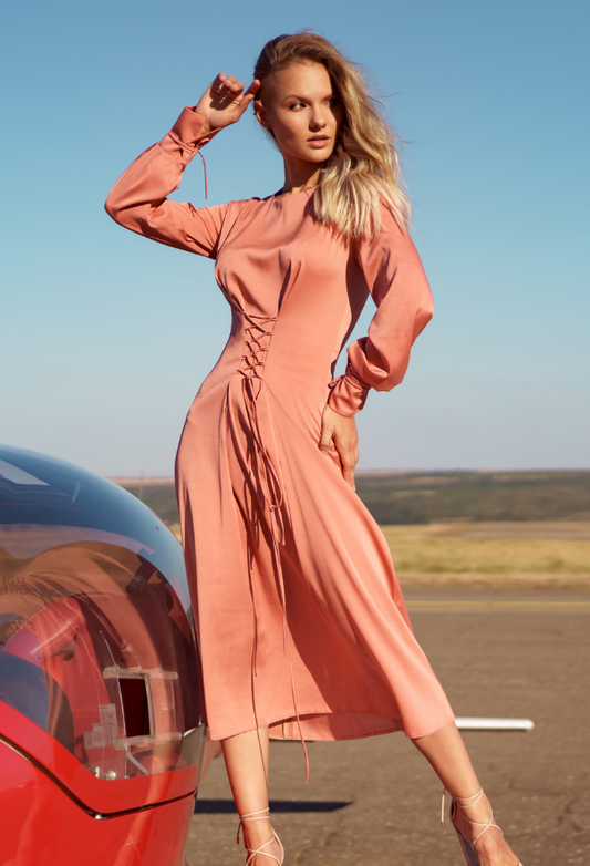 Serenity candy orange vegan silk dress